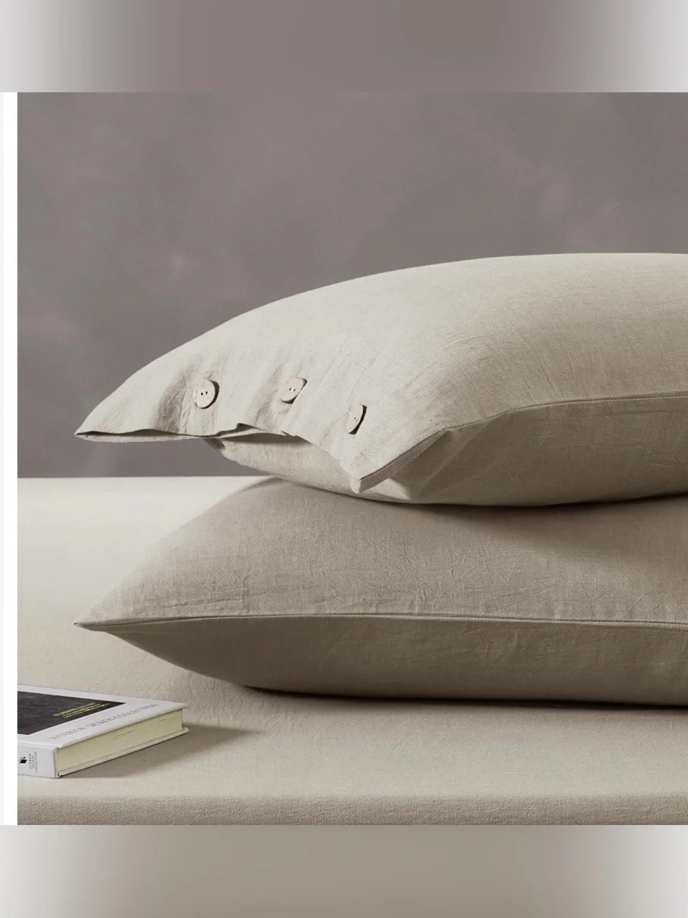 TAUPE Pillowcases 100% Washed Cotton KING SIZE 20x36” (2-count)